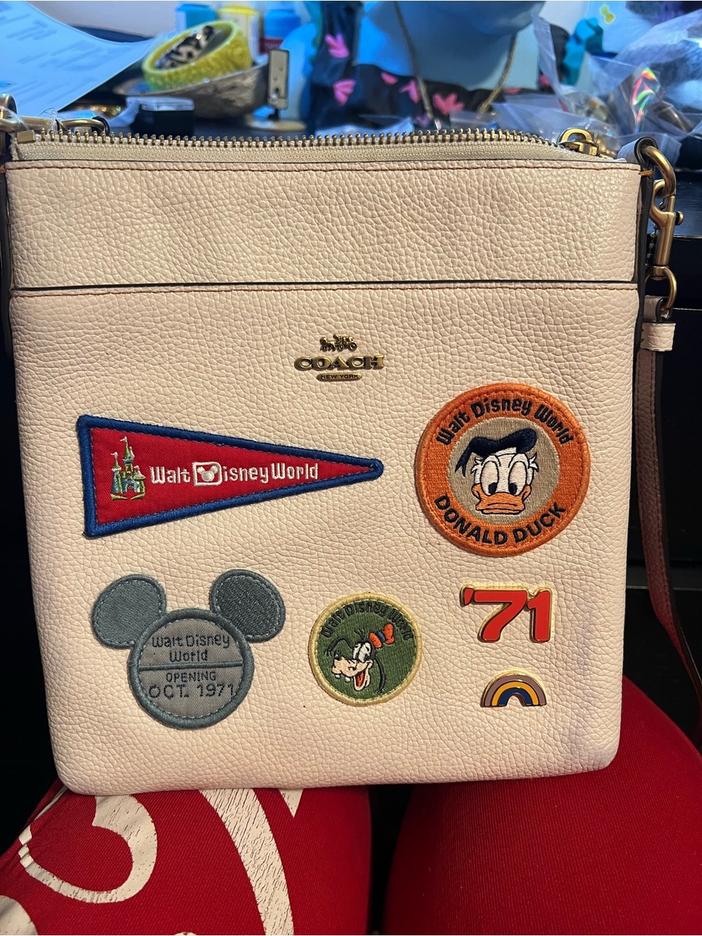 Coach Chalk Leather Disney Patch Crossbody Bag C8573